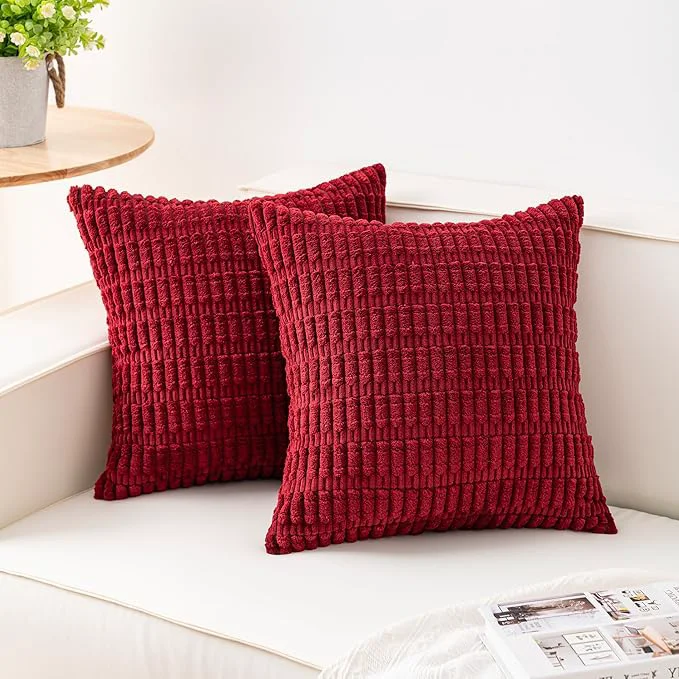 Trusted Aegero Pack of 2 Corduroy Decorative Throw Pillow Covers 16×16 Inch Soft Quality