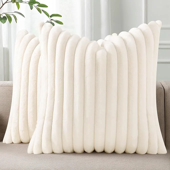 Practical Pallene Faux Fur Plush Throw Pillow Covers 16×16 Set of 2 Luxury Soft Fluffy Fashionable