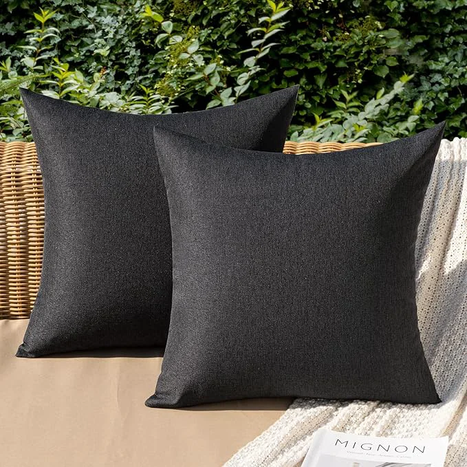 Durable MIULEE Pack of 2 Decorative Outdoor Solid Waterproof Throw Pillow Covers Faux Elite