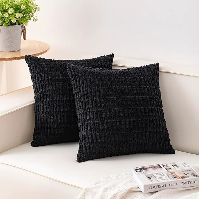 Reliable Aegero Pack of 2 Corduroy Decorative Throw Pillow Covers 16×16 Inch Soft Reusable
