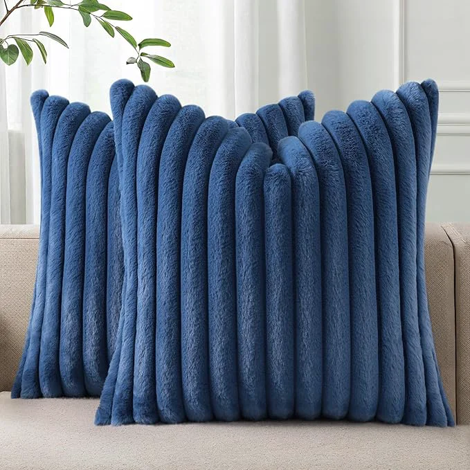 Flexible Pallene Faux Fur Plush Throw Pillow Covers 16×16 Set of 2 Luxury Soft Fluffy Recyclable