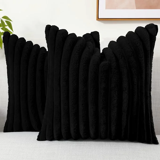 Recyclable decorUhome Cozy Faux Fur Throw Pillow Covers 20×20 Set of 2 Decorative Soft Exceptional