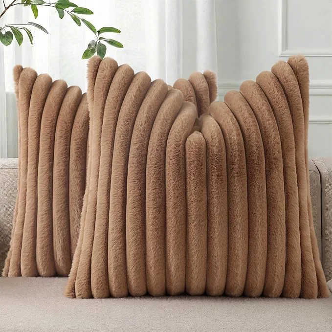 Selected Pallene Faux Fur Plush Throw Pillow Covers 26×26 Set of 2 Luxury Soft Fluffy Reliable