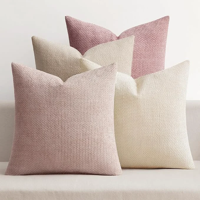 Advanced MIULEE Pack of 4 Valentines Couch Throw Pillow Covers 18×18 Inch Neutral Pink Clean