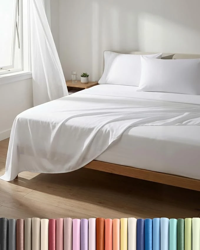 Trendy Lightweight 4 Piece Bed Sheet Set King Size Secure