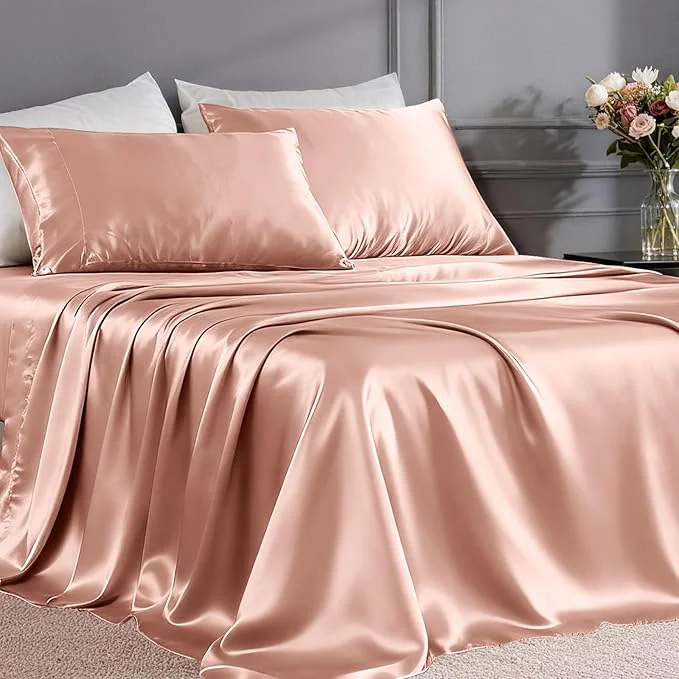 First-Class FreshCulture Satin Sheets Twin XL Bed Set Smooth