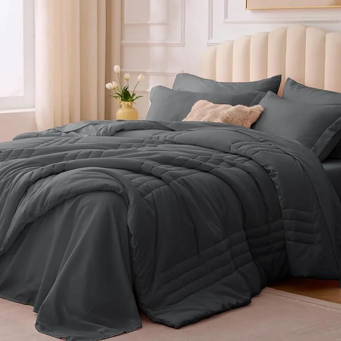 Advanced Twin XL Comforter Set Dark Grey Crafted