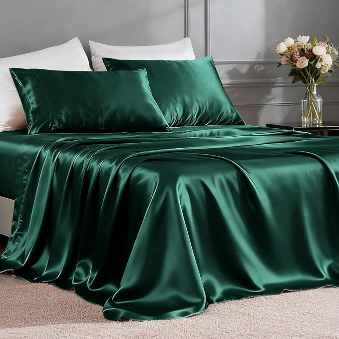Sustainable FreshCulture Satin Sheets Twin Size Bed Set Organic