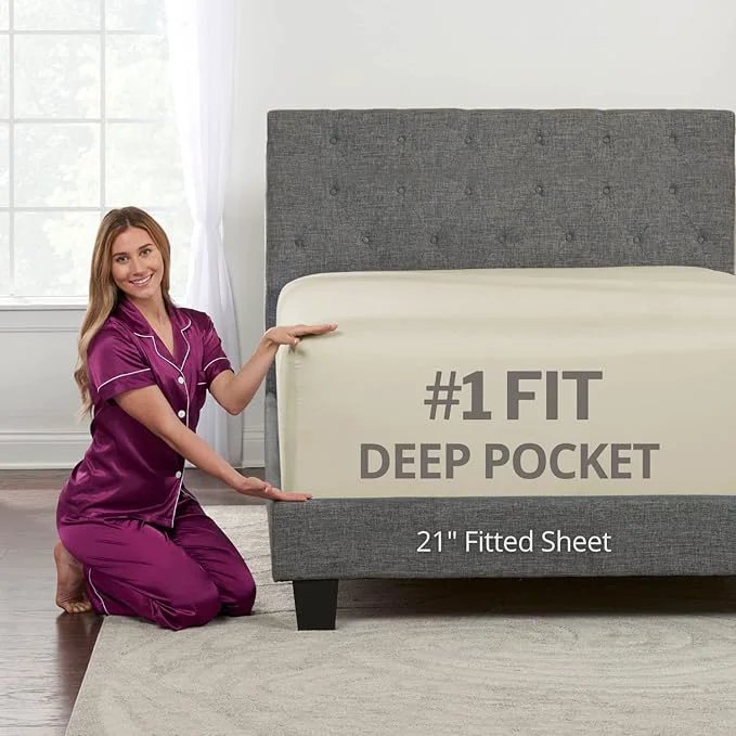 Top-Quality DeaLuxe Deep Pocket Full Fitted Sheet Smart