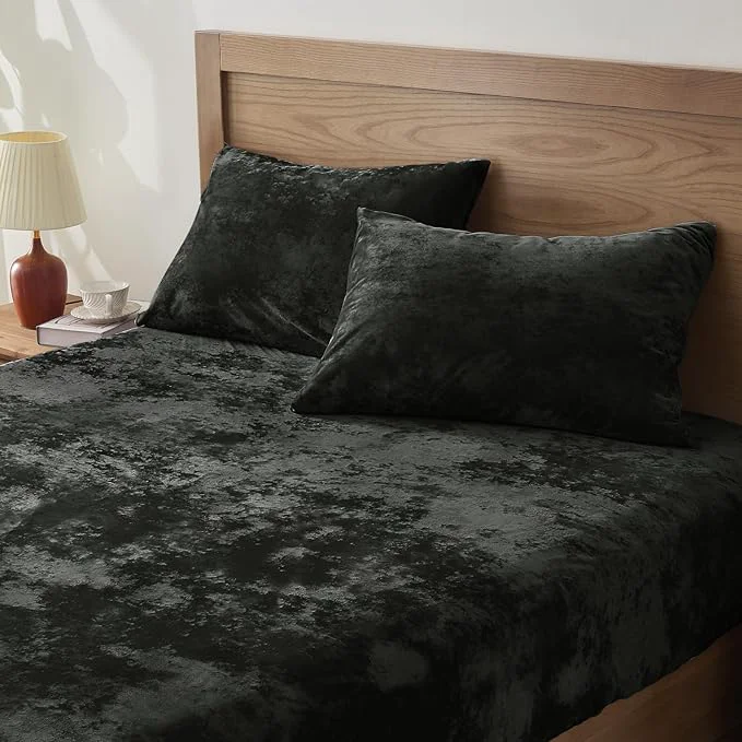Easy-to-Use BEDELITE Velvet Fitted Sheet and Pillowcase Set Luxury Soft Fuzzy Bottom Sheet Crafted