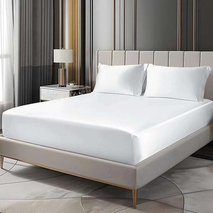 Superior BEDELITE Satin Fitted Sheet and Pillowcases Set Luxury Soft Similar to Silk Artisan