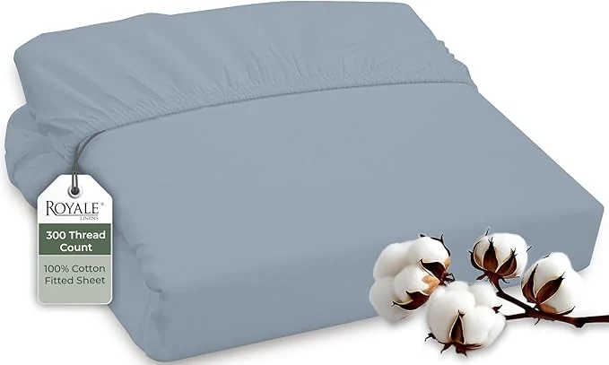 Efficient ROYALE LINENS 300 Thread Count Long Staple Combed Cotton Fitted Sheet Twin Sustainable