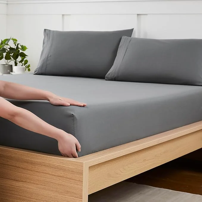 Functional Queen Fitted Sheet Only with Full Elastic Built in Corner Sheet Straps to Fine