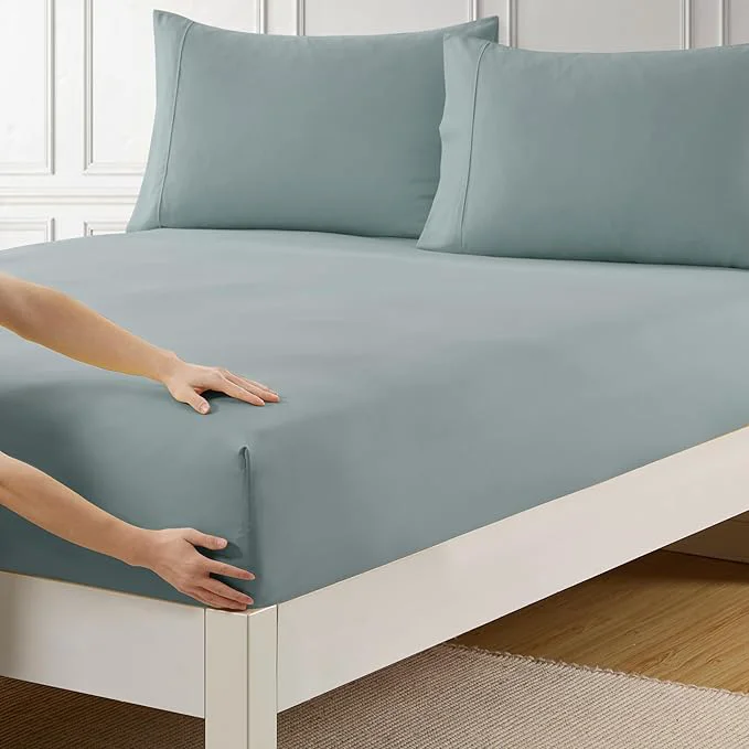 Smooth Twin Fitted Sheet Only with Full Elastic Built in Corner Sheet Straps to Exclusive