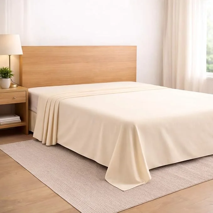 Next-Generation Mattress-Homes Queen Size Flat Sheets Egyptian Cotton Top Sheet 1Pcs Fast