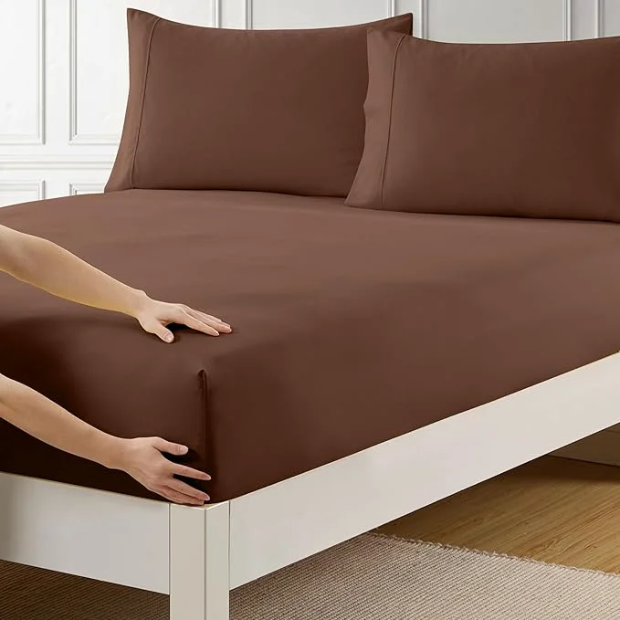 Elegant Twin XL Fitted Sheet Only with Full Elastic Built in Corner Sheet Straps to Detailed