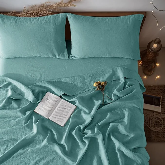 Carefully Designed LBRO2M Pure Linen Sheet Set Deep Pocket Up to 16 Bed Sheets Sets Versatile