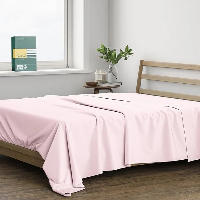 Contemporary THREAD SPREAD Organic Cotton Percale Flat Sheet Twin XL Size Reusable
