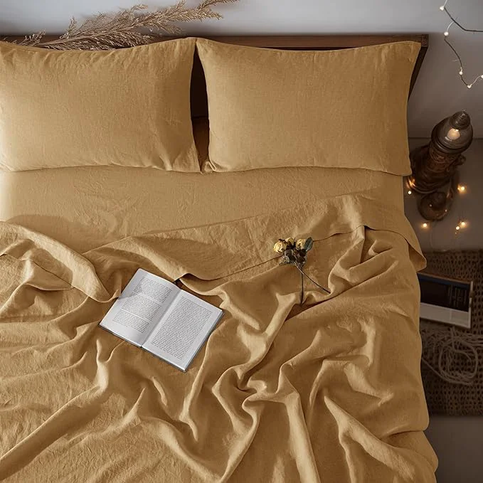 Trusted LBRO2M Pure Linen Sheet Set Deep Pocket Up to 16 Bed Sheets Sets Safe