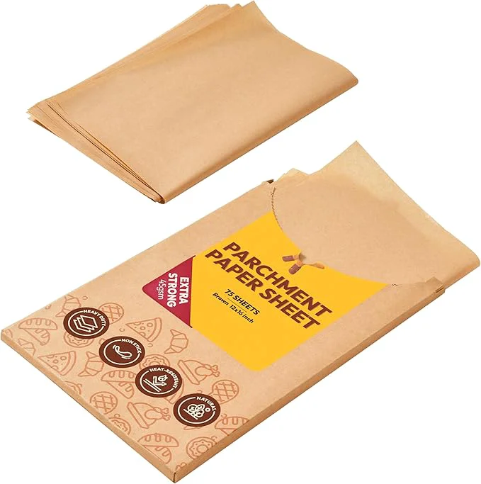 Environmentally Friendly Katbite 75Pcs Unbleached Parchment Paper Sheets 12x16IN Pre-Cut Heavy Duty Refined