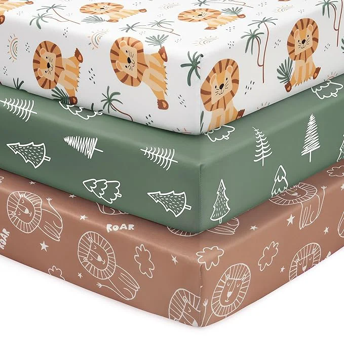 Efficient Baby Crib Sheets for Boys and Girls 3 Pack Fitted Toddler Bed Sheets Neutral Authentic