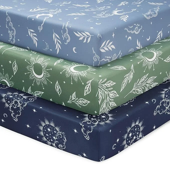 Easy-to-Use Baby Mini Crib Sheets Boy Portable 38 x26 Pack and Play Sheets Fitted Sustainable
