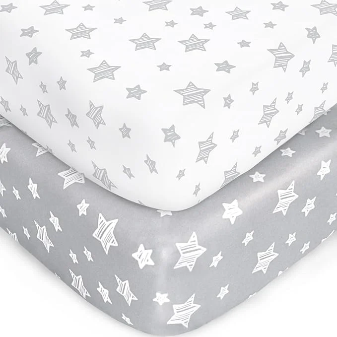 Original Design Crib Sheets for Boys or Girls 2 Pack Fitted Crib Sheet for Standard Size Crib High-Performance