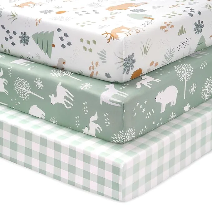 Luxury Baby Mini Crib Sheets Boy Portable 38 x26 Pack and Play Sheets Fitted Relaxed