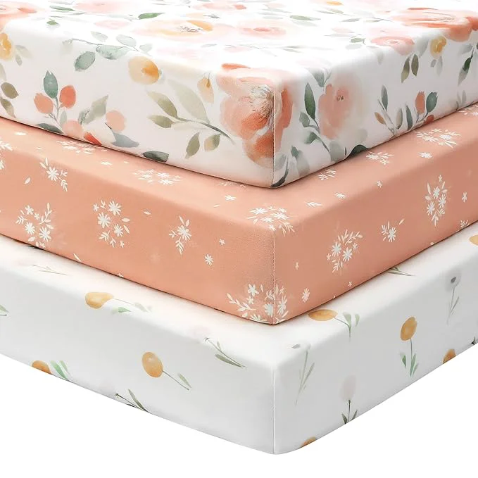 Top-Quality Baby Crib Sheets Girl 3 Pack Toddler Bed Sheets Relaxed