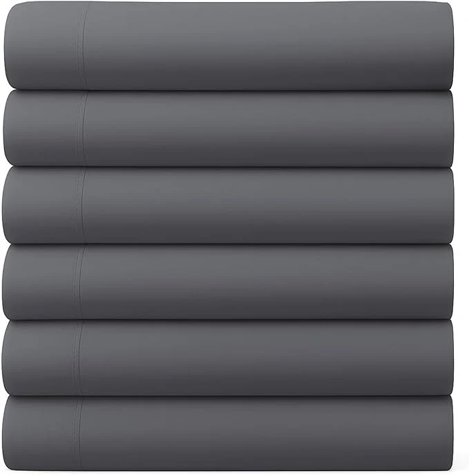 Refined GOLD TEXTILES Queen Flat Sheet 6 Pack – Brushed Microfiber Top Sheets Unique