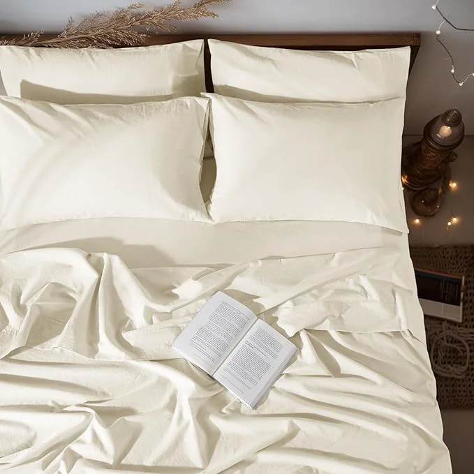 Outstanding LBRO2M Pure Linen Sheet Set Deep Pocket Up to 16 Bed Sheets Sets First-Class