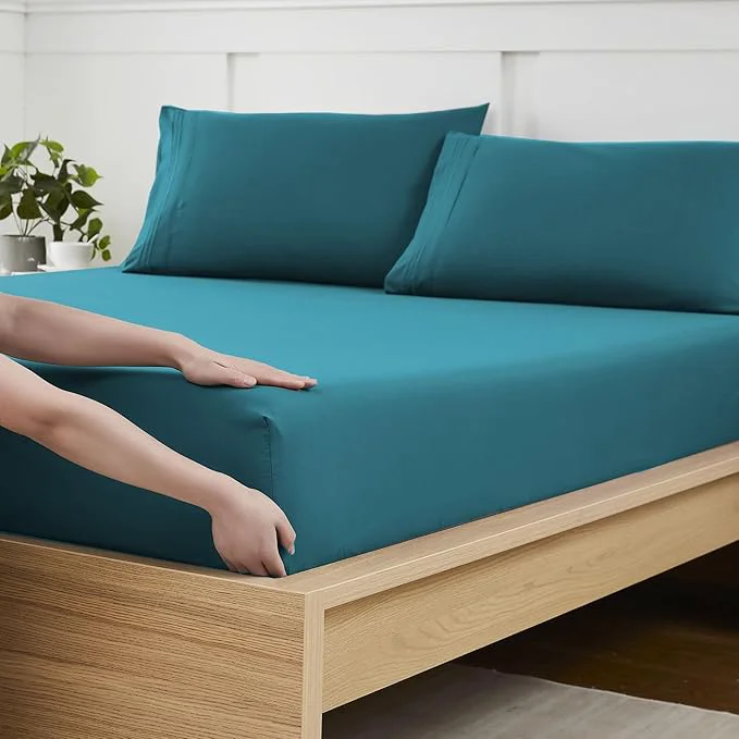 World-Class Twin Fitted Sheet Only with Full Elastic Built in Corner Sheet Straps to Fast