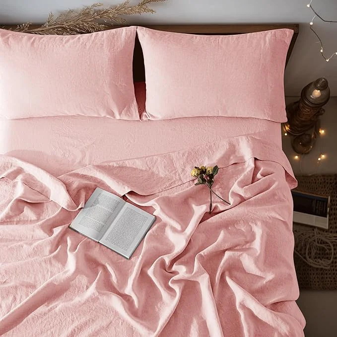 Powerful LBRO2M Pure Linen Sheet Set Deep Pocket Up to 16 Bed Sheets Sets Comfortable