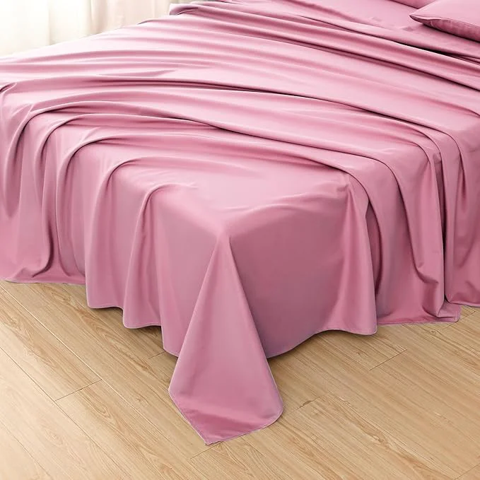 Outstanding Toodou Silky Soft Most Comfortable and Luxurious Pink Queen Flat Sheet is Made Artisan