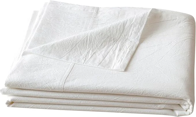 Refined OUCH Flat Sheet Only Washed Cotton Linen Feel Wrinkle- Easy-to-Use