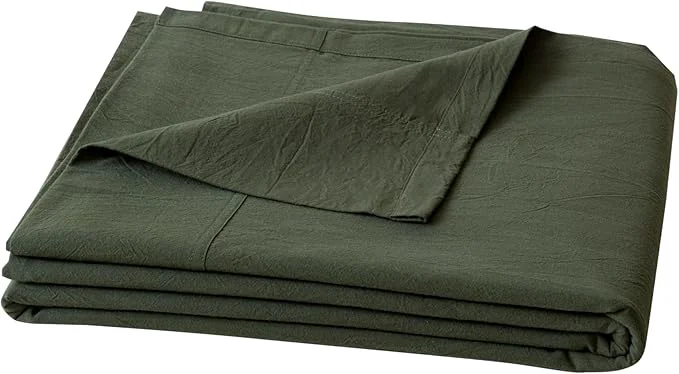 Proven OUCH Flat Sheet Only Washed Cotton Linen Feel Wrinkle- Breathable