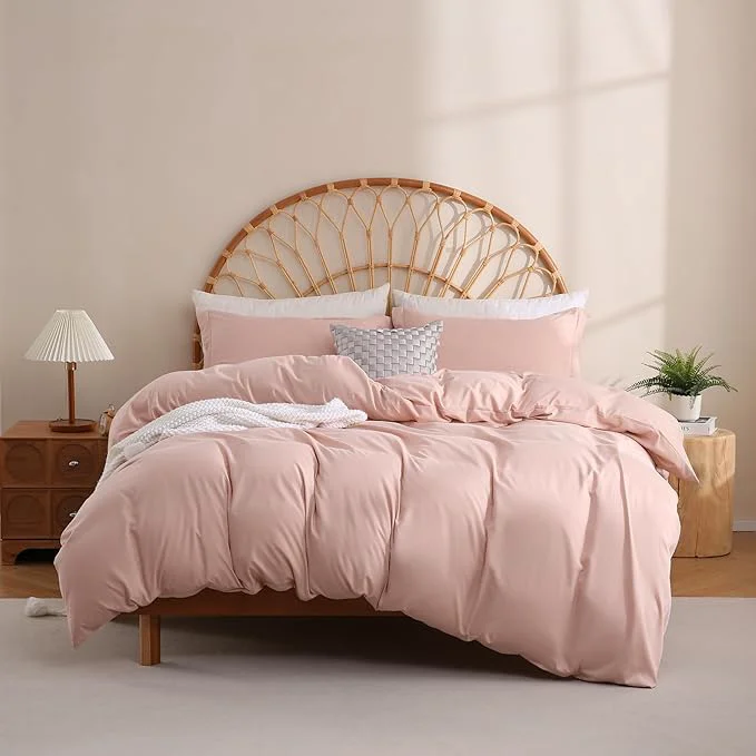 Verified JSD Dusty Pink Duvet Cover Set Queen Size 3 Piece Duvet Cover Effective