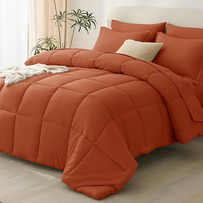 Versatile CozyLux King Size Comforter Set Terracotta Next-Generation