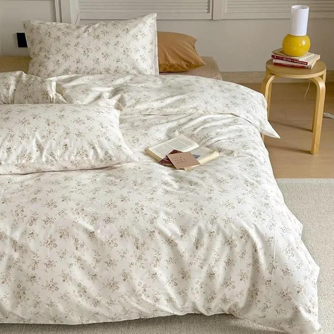 Luxury MKXI White Garden Duvet Cover Beige Floral Cotton Coquette Duvet Cover Elite