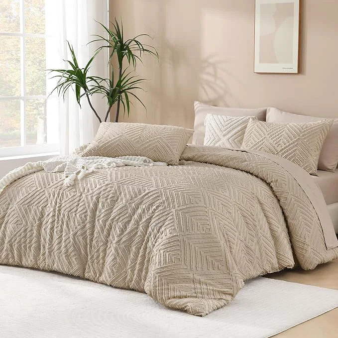 Elegant Andency Khaki California King Comforter Set 3 Pieces Khaki Boho Bedding Set Efficient