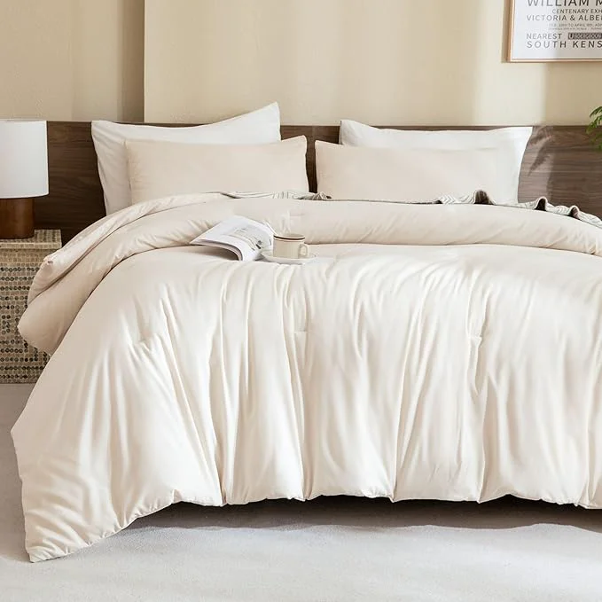Exceptional Paxrac Beige Comforter Set King Size Cream 3 Pieces Comforter Set Lightweight Consistent