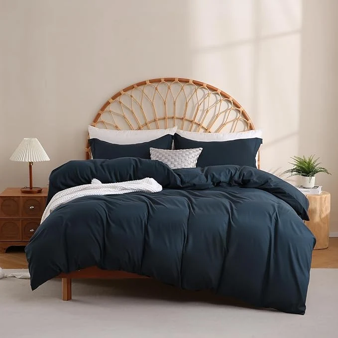 Unique JSD Navy Blue Duvet Cover Set King Size 3 Piece Duvet Cover Minimalist