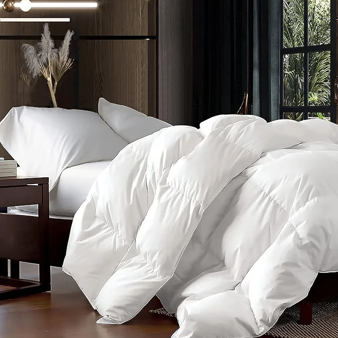 Superior Luxurious Oversize California King 108 x 98 Size Goose Down Fiber Waterfowl Solid