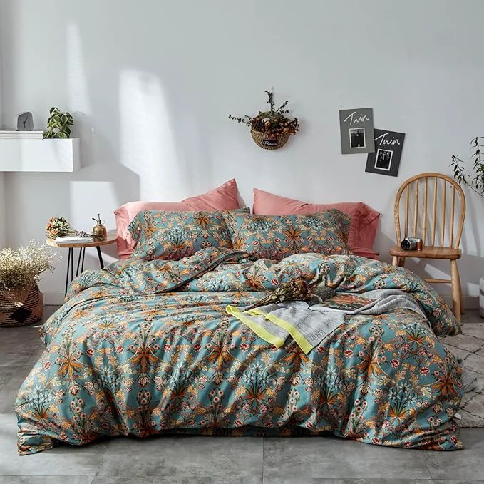 User-Friendly mixinni Vintage Floral Duvet Cover Twin XL Boho Bedding Soft Cotton Flower High-Performance