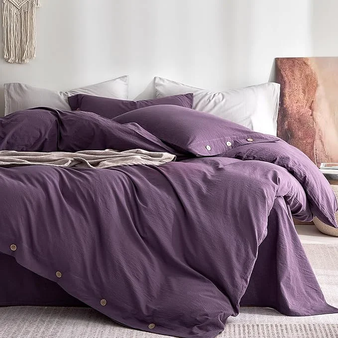 Effective JELLYMONI Washed Cotton Duvet Cover Twin – Soft Breathable Linen-Look Convenient