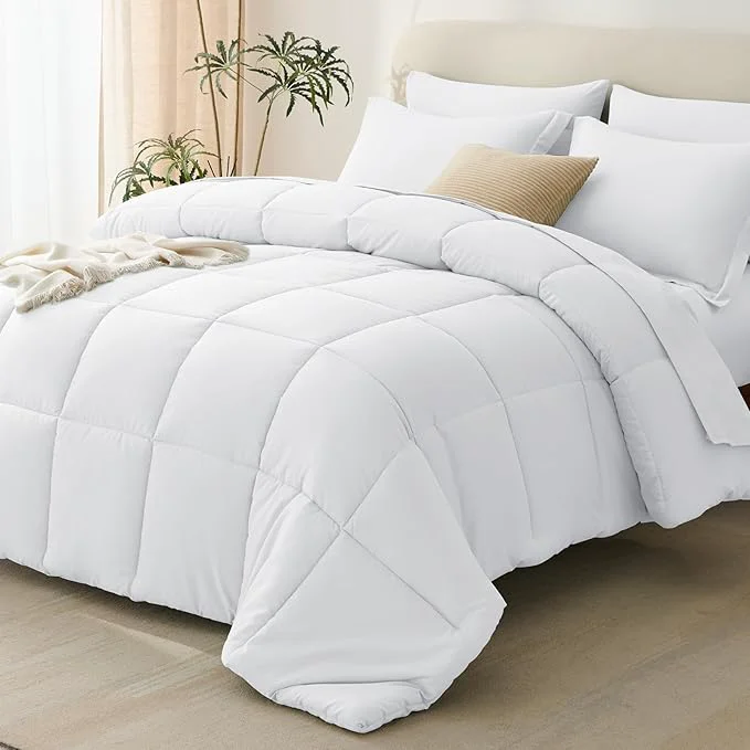 Excellent CozyLux Queen Comforter Set White Minimalist