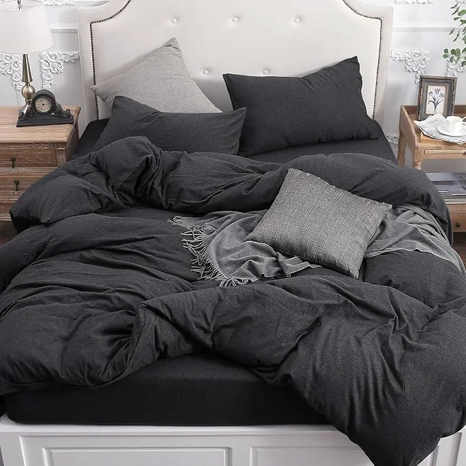Refined PURE ERA Jersey Knit Duvet Cover Set T-Shirt Cotton Super Soft Comfy 3pc Smart