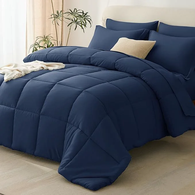 Certified CozyLux Queen Comforter Set Navy Blue Comfortable