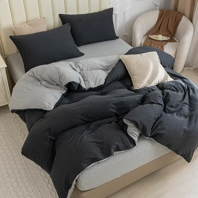 Classic PURE ERA Jersey Knit Duvet Cover Set T-Shirt Cotton Super Soft Comfy 3pc Contemporary
