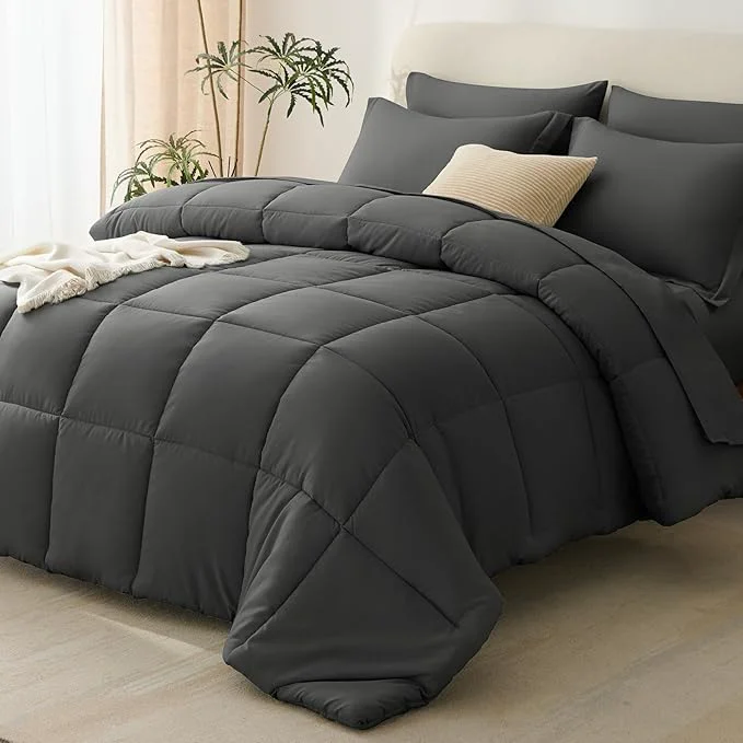 Top-Quality CozyLux Full Size Comforter Sets Dark Grey User-Friendly